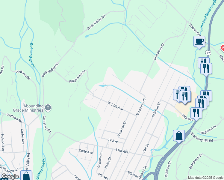 map of restaurants, bars, coffee shops, grocery stores, and more near 377 Ann St in Dayton