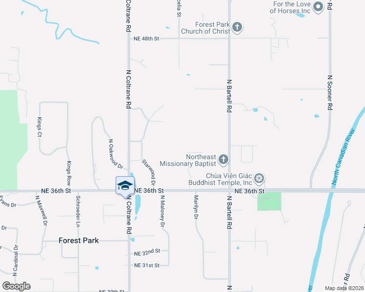 map of restaurants, bars, coffee shops, grocery stores, and more near 3823 Cimarron Park Drive in Forest Park