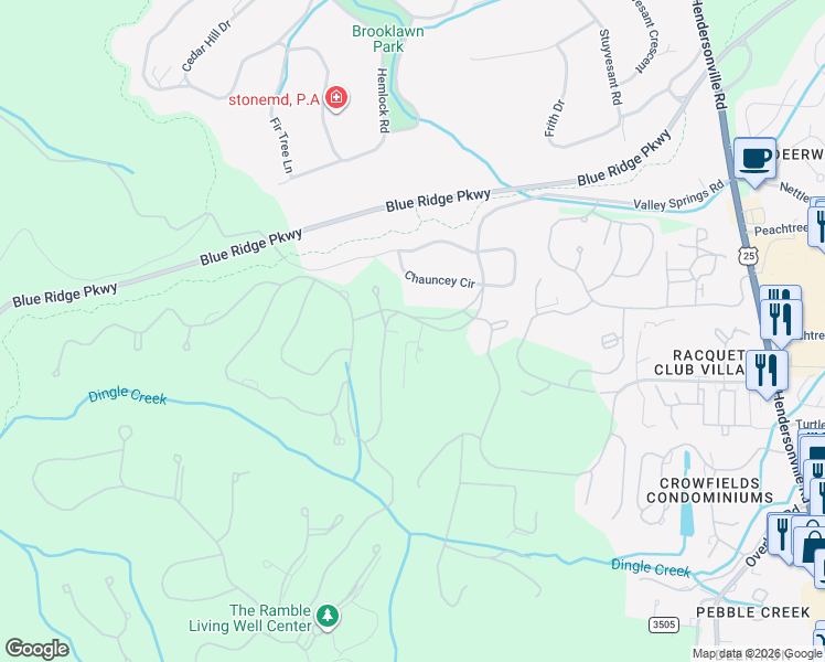 map of restaurants, bars, coffee shops, grocery stores, and more near 176 Valley Springs Road in Asheville