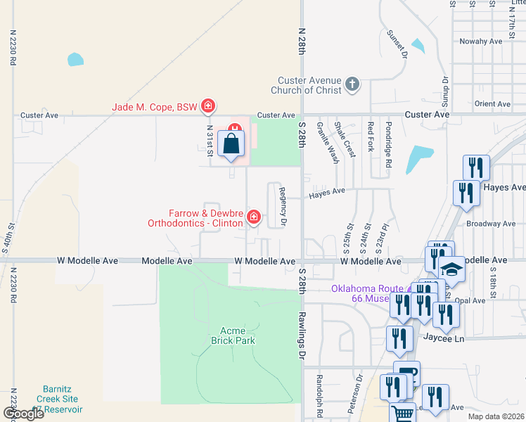 map of restaurants, bars, coffee shops, grocery stores, and more near 268 Regency Drive in Clinton
