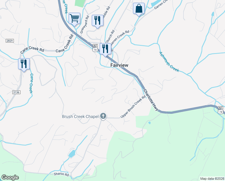 map of restaurants, bars, coffee shops, grocery stores, and more near 116 Samantha Drive in Fairview