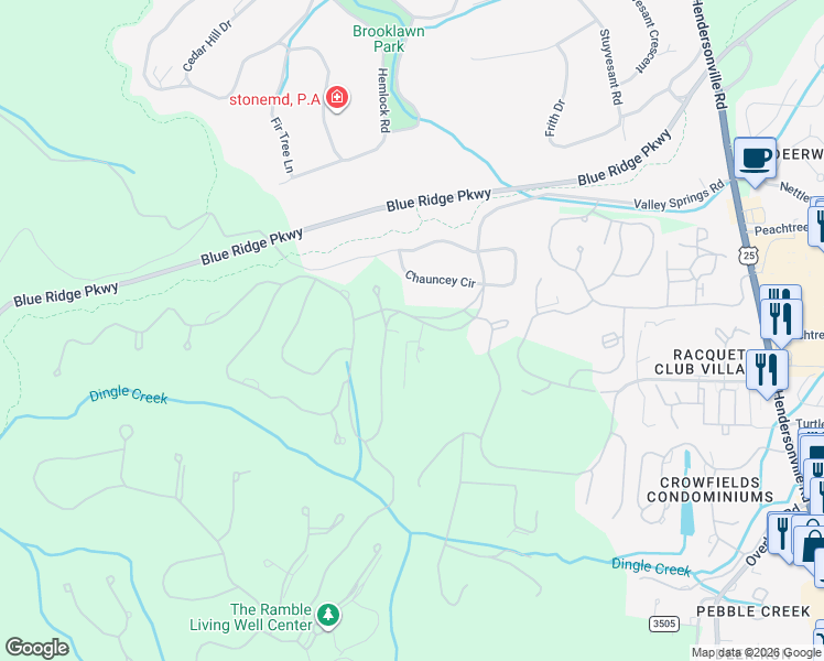 map of restaurants, bars, coffee shops, grocery stores, and more near 176 Valley Springs Road in Asheville