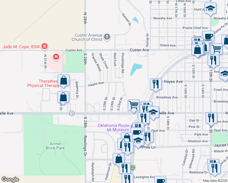 map of restaurants, bars, coffee shops, grocery stores, and more near 320 South 24th Street in Clinton
