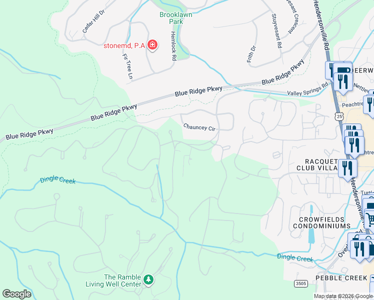 map of restaurants, bars, coffee shops, grocery stores, and more near 176 Valley Springs Road in Asheville