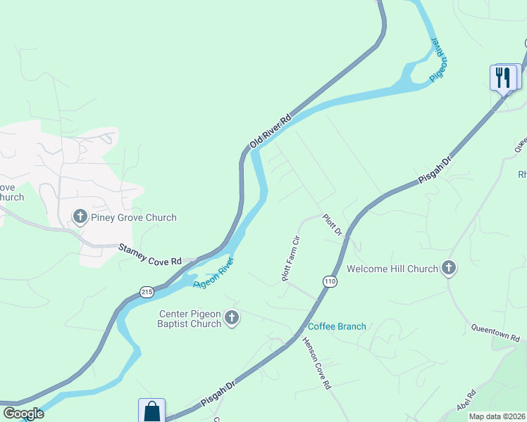 map of restaurants, bars, coffee shops, grocery stores, and more near 111 Rivercrest Court in Canton