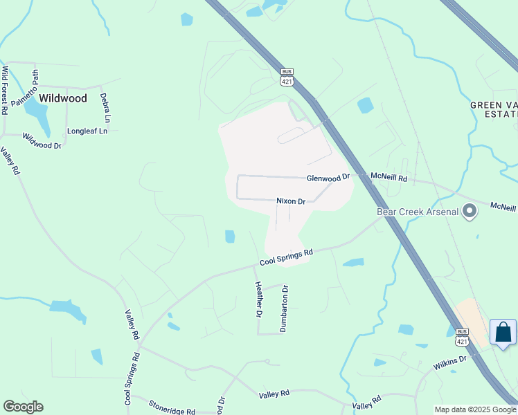 map of restaurants, bars, coffee shops, grocery stores, and more near 611 Nixon Drive in Sanford