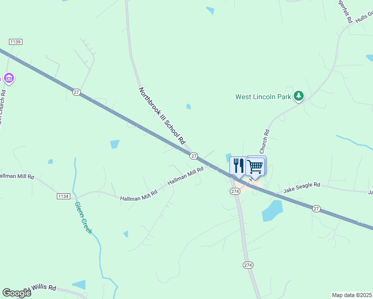 map of restaurants, bars, coffee shops, grocery stores, and more near 6849 North Carolina 27 in Vale