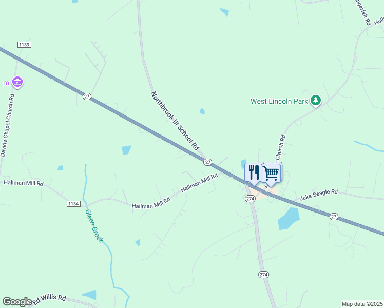 map of restaurants, bars, coffee shops, grocery stores, and more near 6849 North Carolina 27 in Vale