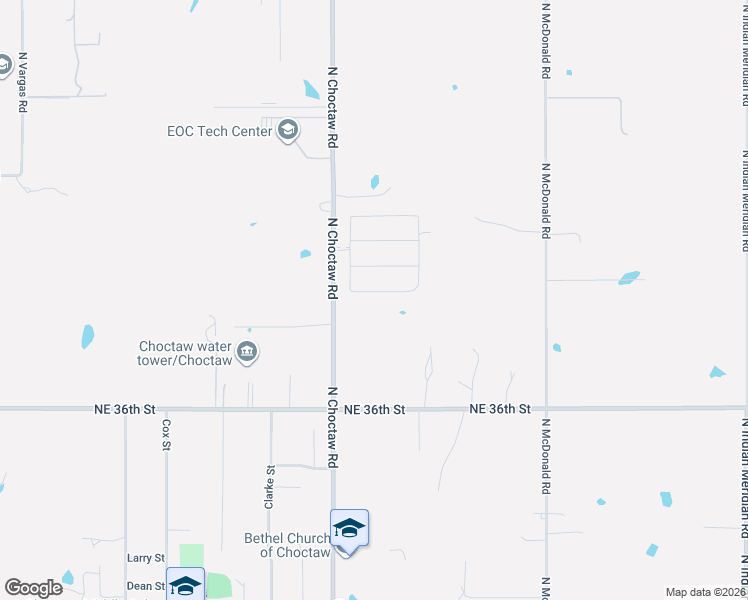 map of restaurants, bars, coffee shops, grocery stores, and more near 15102 Gray Fox Road in Choctaw