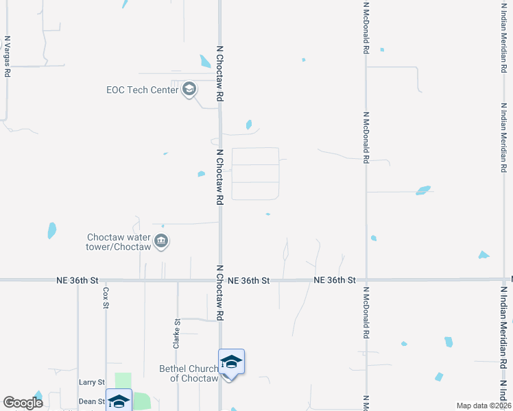 map of restaurants, bars, coffee shops, grocery stores, and more near 15102 Gray Fox Road in Choctaw