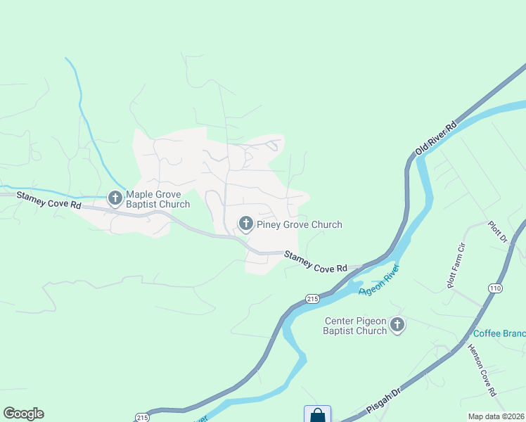 map of restaurants, bars, coffee shops, grocery stores, and more near 174 Cope Road in Waynesville