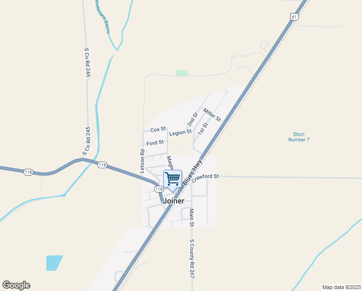 map of restaurants, bars, coffee shops, grocery stores, and more near 103 Legion Street in Joiner