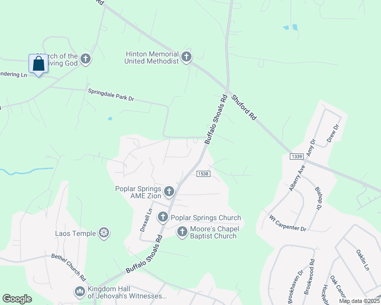 map of restaurants, bars, coffee shops, grocery stores, and more near 1696 Black Oak Lane in Lincolnton