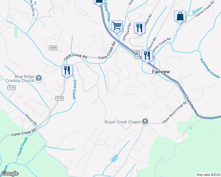map of restaurants, bars, coffee shops, grocery stores, and more near 39 Crossings Circle in Fairview