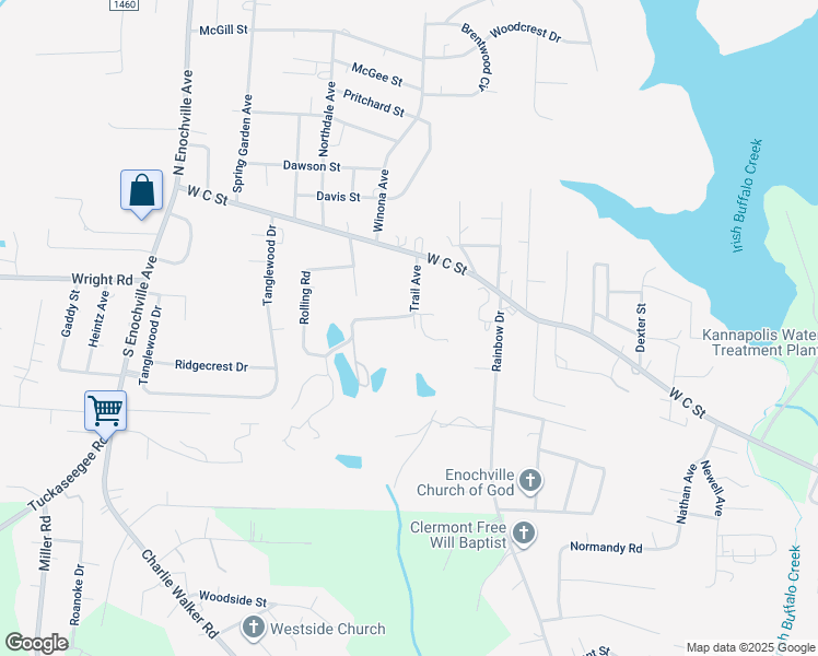 map of restaurants, bars, coffee shops, grocery stores, and more near 2251 Trail Avenue in Kannapolis