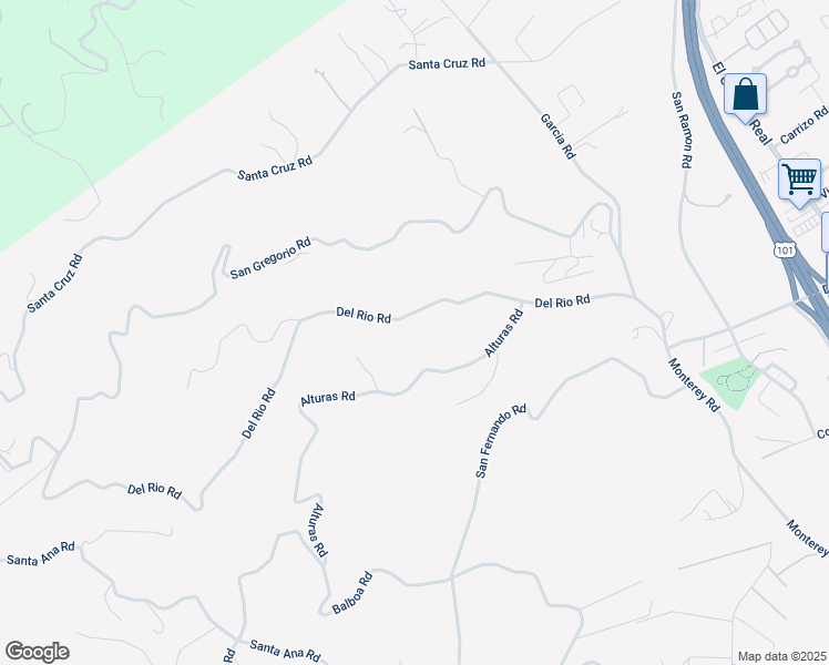 map of restaurants, bars, coffee shops, grocery stores, and more near 7735 Del Rio Road in Atascadero