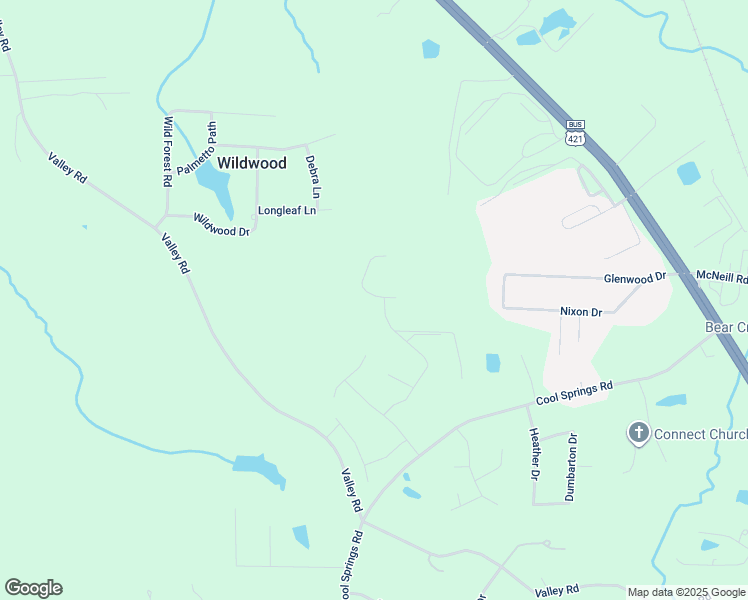map of restaurants, bars, coffee shops, grocery stores, and more near 105 Roundrock Lane in Sanford