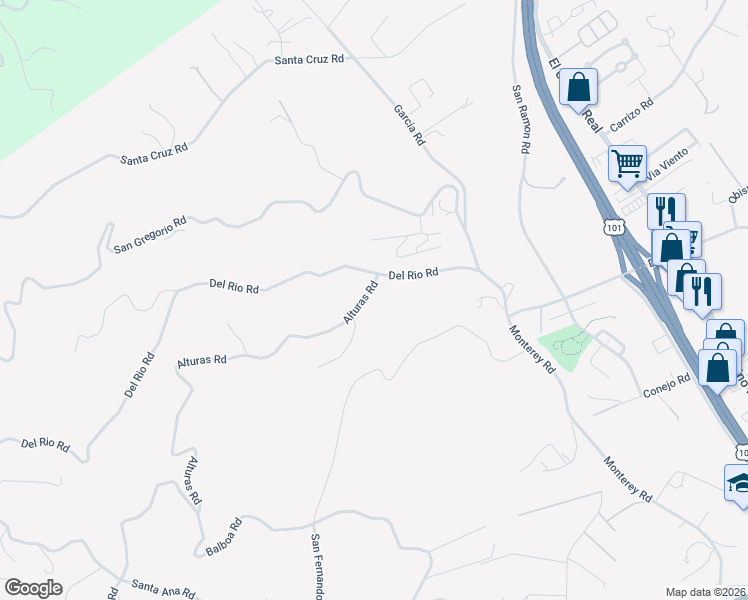 map of restaurants, bars, coffee shops, grocery stores, and more near 2015 Alturas Road in Atascadero