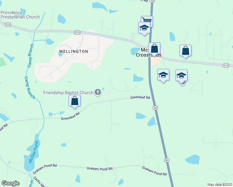 map of restaurants, bars, coffee shops, grocery stores, and more near 109 West Paige Wynd Drive in Angier