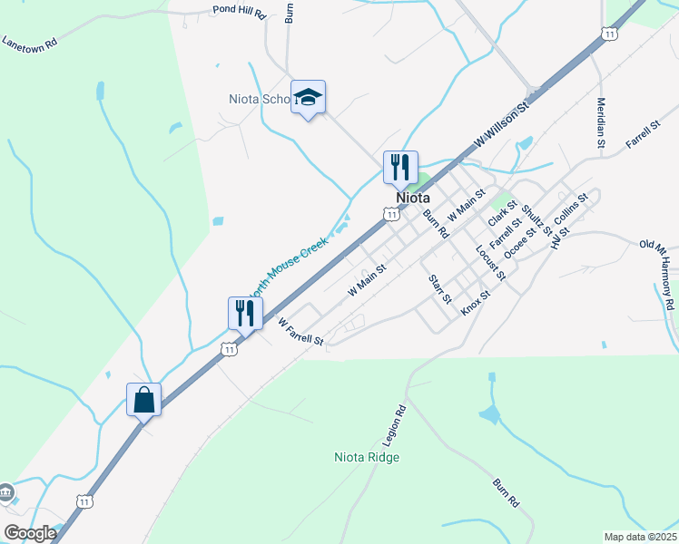 map of restaurants, bars, coffee shops, grocery stores, and more near 401-417 Lee Hwy in Niota