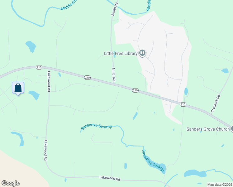 map of restaurants, bars, coffee shops, grocery stores, and more near 645 Wood Valley Drive in Four Oaks