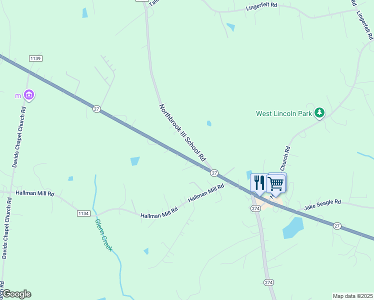 map of restaurants, bars, coffee shops, grocery stores, and more near 219 Northbrook III School Road in Vale