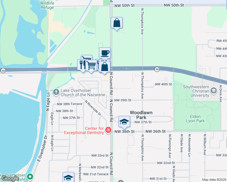map of restaurants, bars, coffee shops, grocery stores, and more near 8009 Brownsville Lane in Bethany