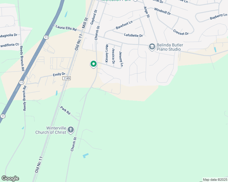 map of restaurants, bars, coffee shops, grocery stores, and more near 3011 Dearing Court in Winterville