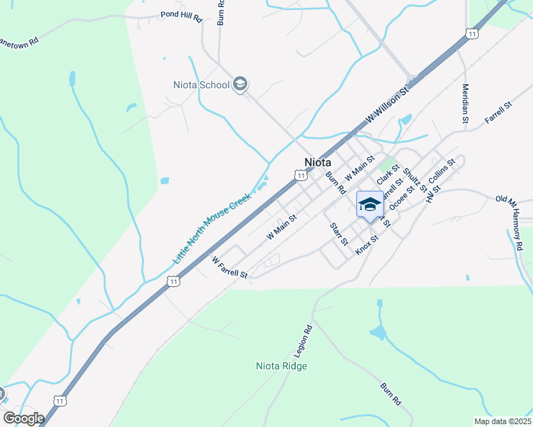 map of restaurants, bars, coffee shops, grocery stores, and more near 411 Bank Street in Niota