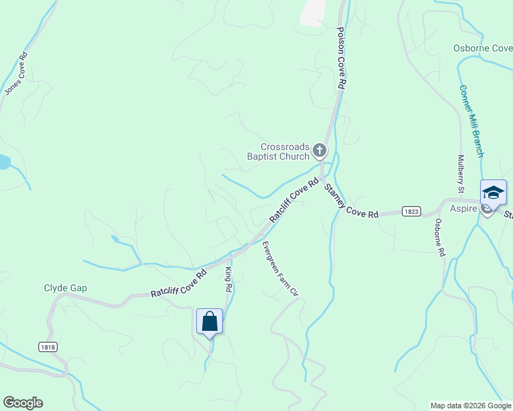 map of restaurants, bars, coffee shops, grocery stores, and more near 46 Cedar Rock Road in Waynesville