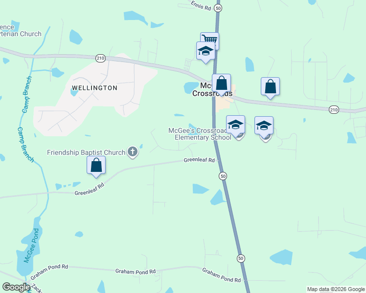map of restaurants, bars, coffee shops, grocery stores, and more near 39 West Paige Wynd Drive in Angier