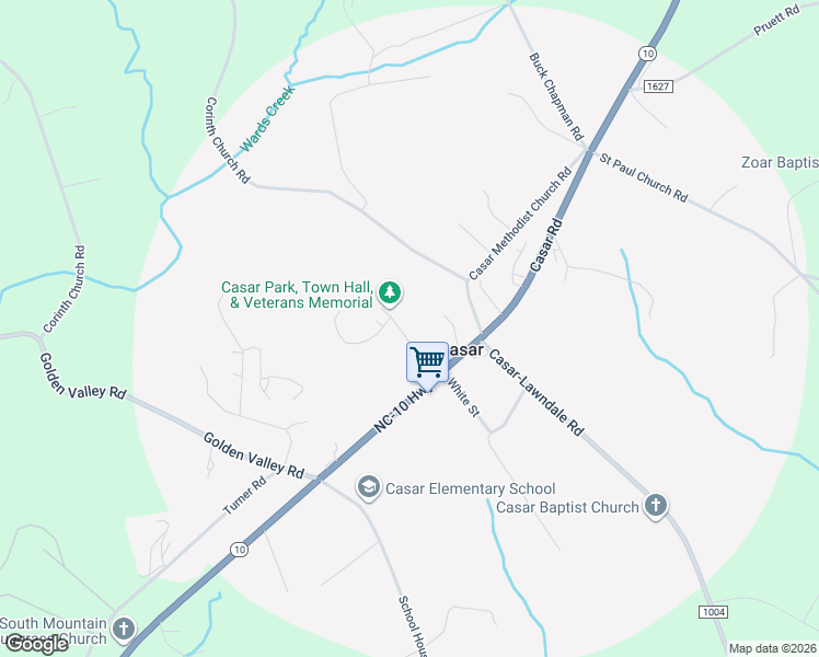 map of restaurants, bars, coffee shops, grocery stores, and more near 124 Deviney Street in Casar