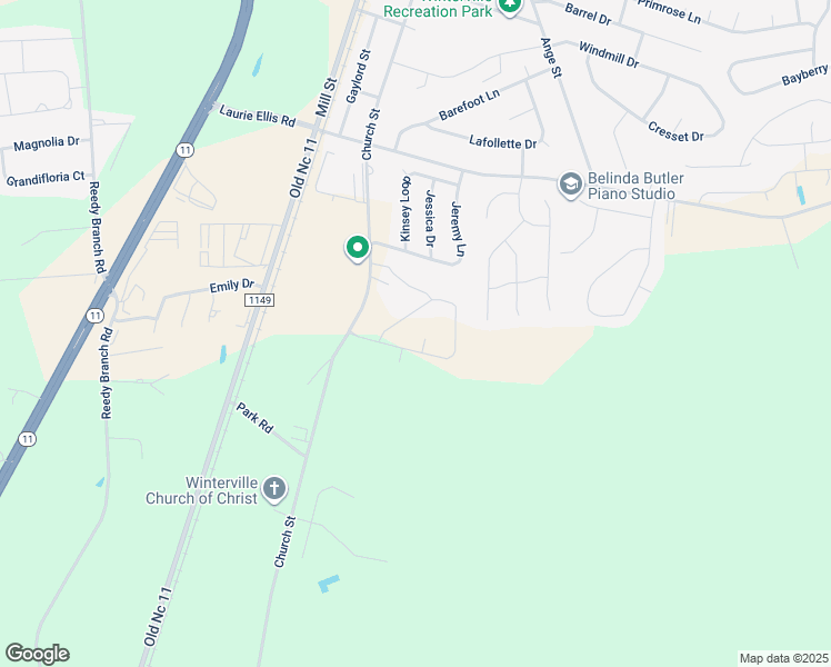 map of restaurants, bars, coffee shops, grocery stores, and more near 3002 Dearing Court in Winterville