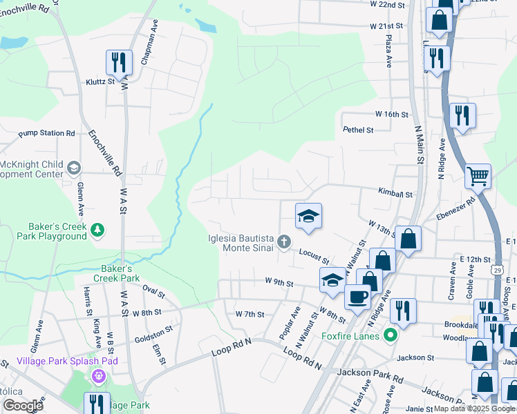 map of restaurants, bars, coffee shops, grocery stores, and more near 507 Kimball Street in Kannapolis