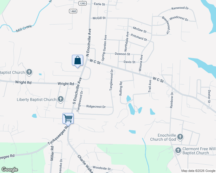 map of restaurants, bars, coffee shops, grocery stores, and more near 120 Tanglewood Drive in Kannapolis