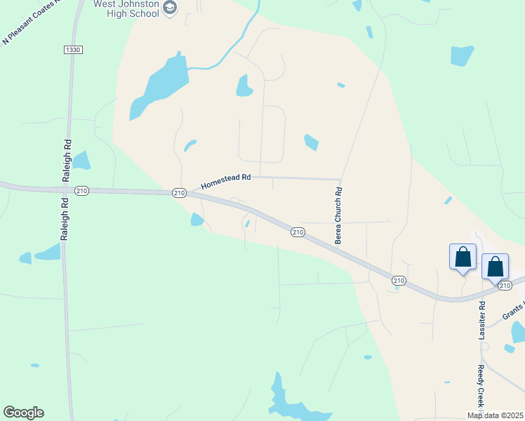 map of restaurants, bars, coffee shops, grocery stores, and more near 10674 North Carolina 210 in Four Oaks