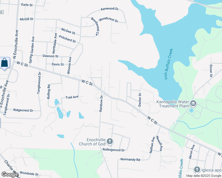 map of restaurants, bars, coffee shops, grocery stores, and more near 107 White Avenue in Kannapolis
