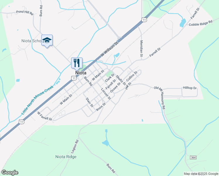map of restaurants, bars, coffee shops, grocery stores, and more near in Niota