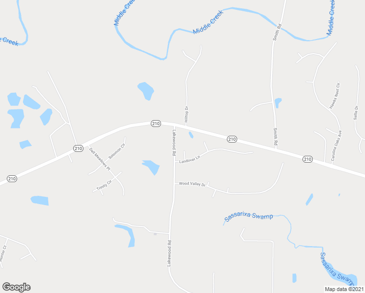map of restaurants, bars, coffee shops, grocery stores, and more near 57 Lake Forest Court in Four Oaks