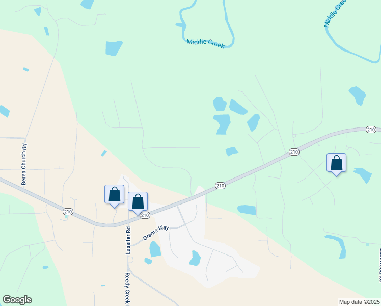map of restaurants, bars, coffee shops, grocery stores, and more near 134 Wilshire Lane in Four Oaks