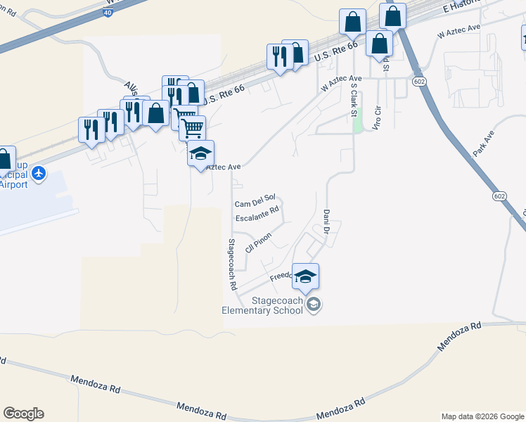 map of restaurants, bars, coffee shops, grocery stores, and more near 1708 Escalante Road in Gallup