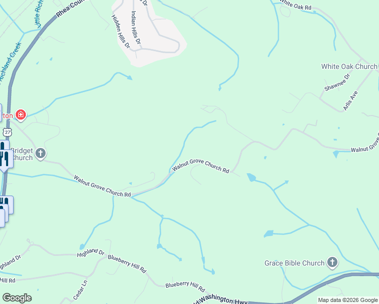 map of restaurants, bars, coffee shops, grocery stores, and more near 1159 Walnut Grove Church Road in Dayton