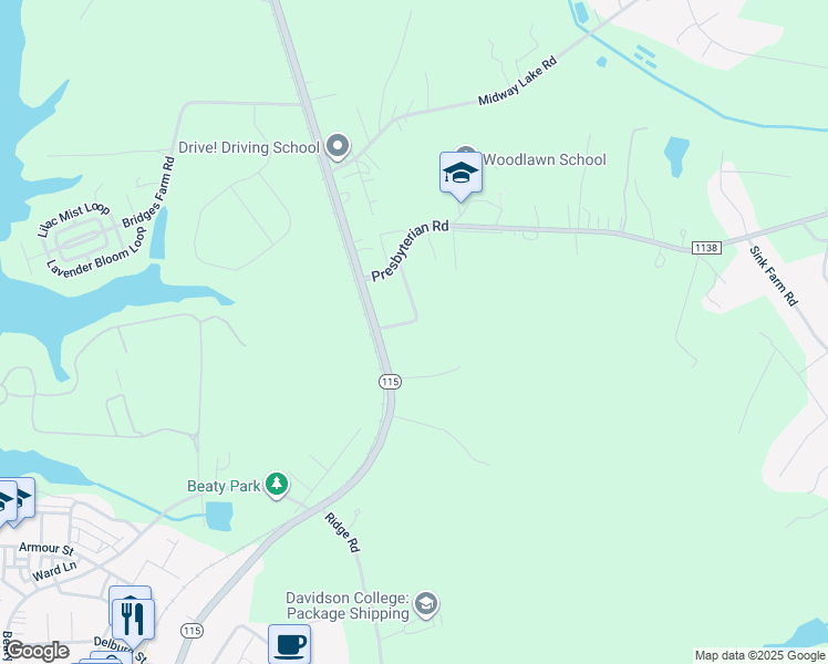 map of restaurants, bars, coffee shops, grocery stores, and more near 118 Rockwell Loop in Mooresville
