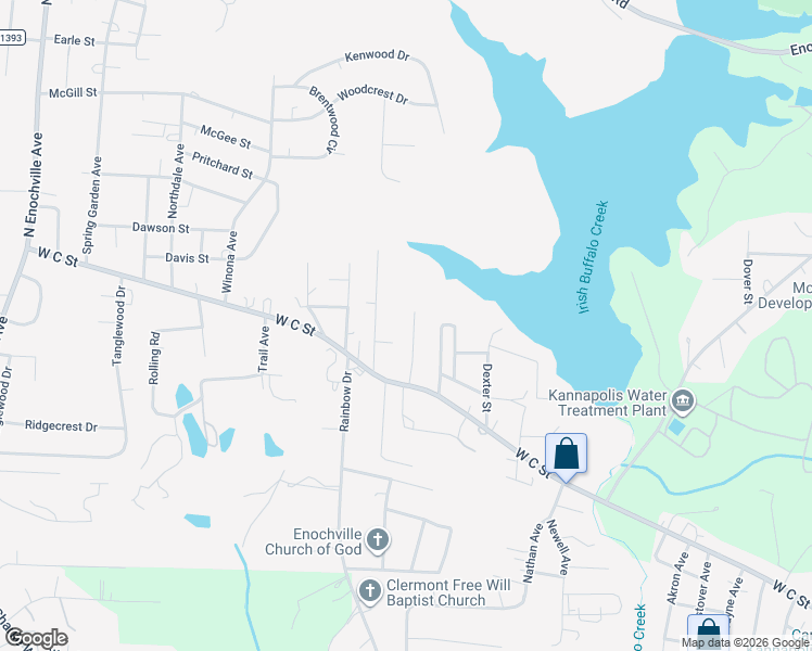 map of restaurants, bars, coffee shops, grocery stores, and more near 109 Orchard Avenue in Kannapolis