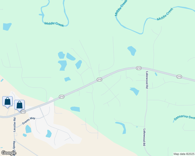 map of restaurants, bars, coffee shops, grocery stores, and more near 25 Lassiter Ridge Drive in Four Oaks