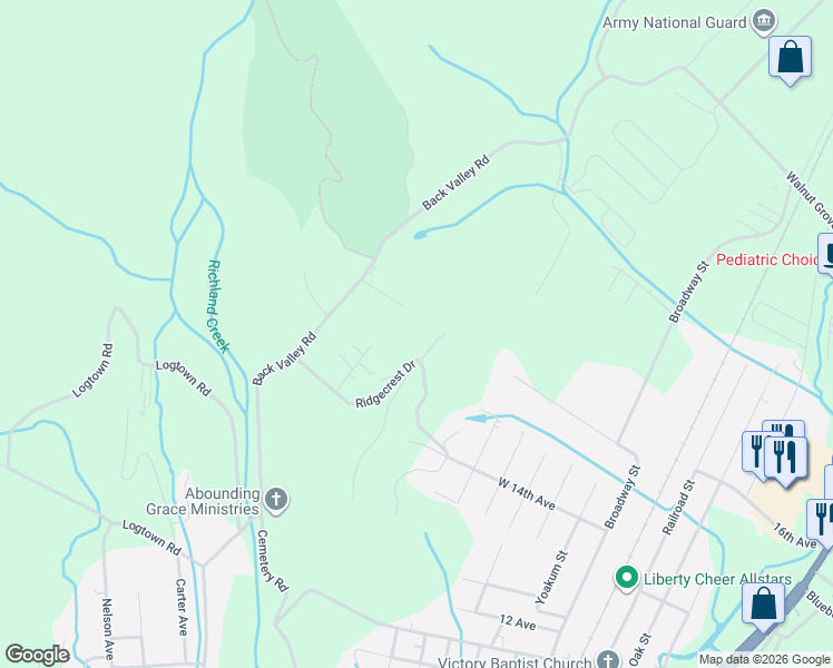 map of restaurants, bars, coffee shops, grocery stores, and more near 328 Ridgecrest Drive in Dayton