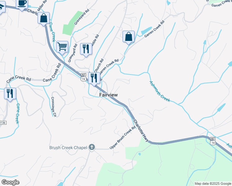map of restaurants, bars, coffee shops, grocery stores, and more near 25 Merrill Circle in Fairview