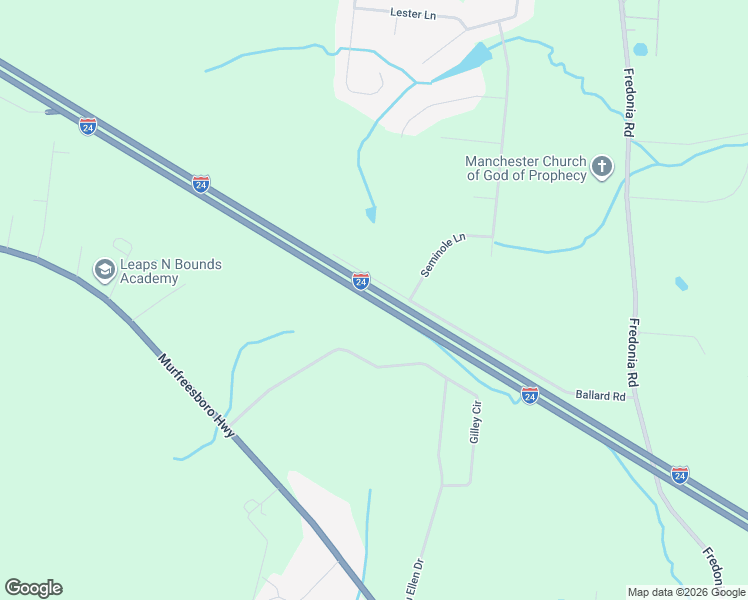 map of restaurants, bars, coffee shops, grocery stores, and more near Interstate 24 in Manchester