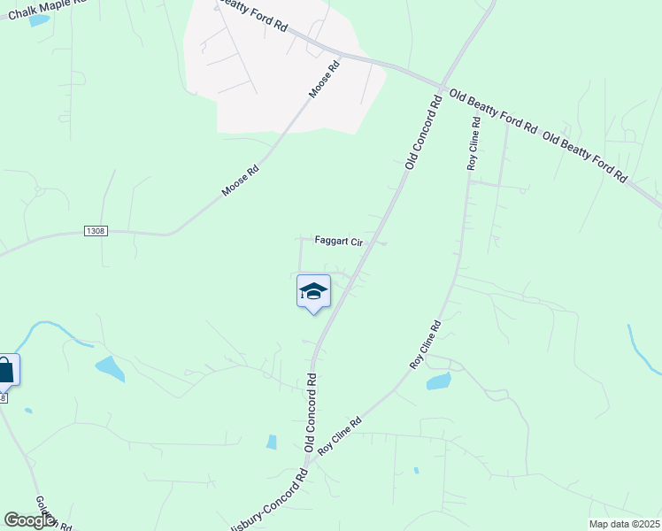 map of restaurants, bars, coffee shops, grocery stores, and more near 655 Faggart Circle in Rockwell