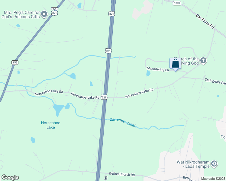 map of restaurants, bars, coffee shops, grocery stores, and more near 1947 Glen Manor Court in Lincolnton